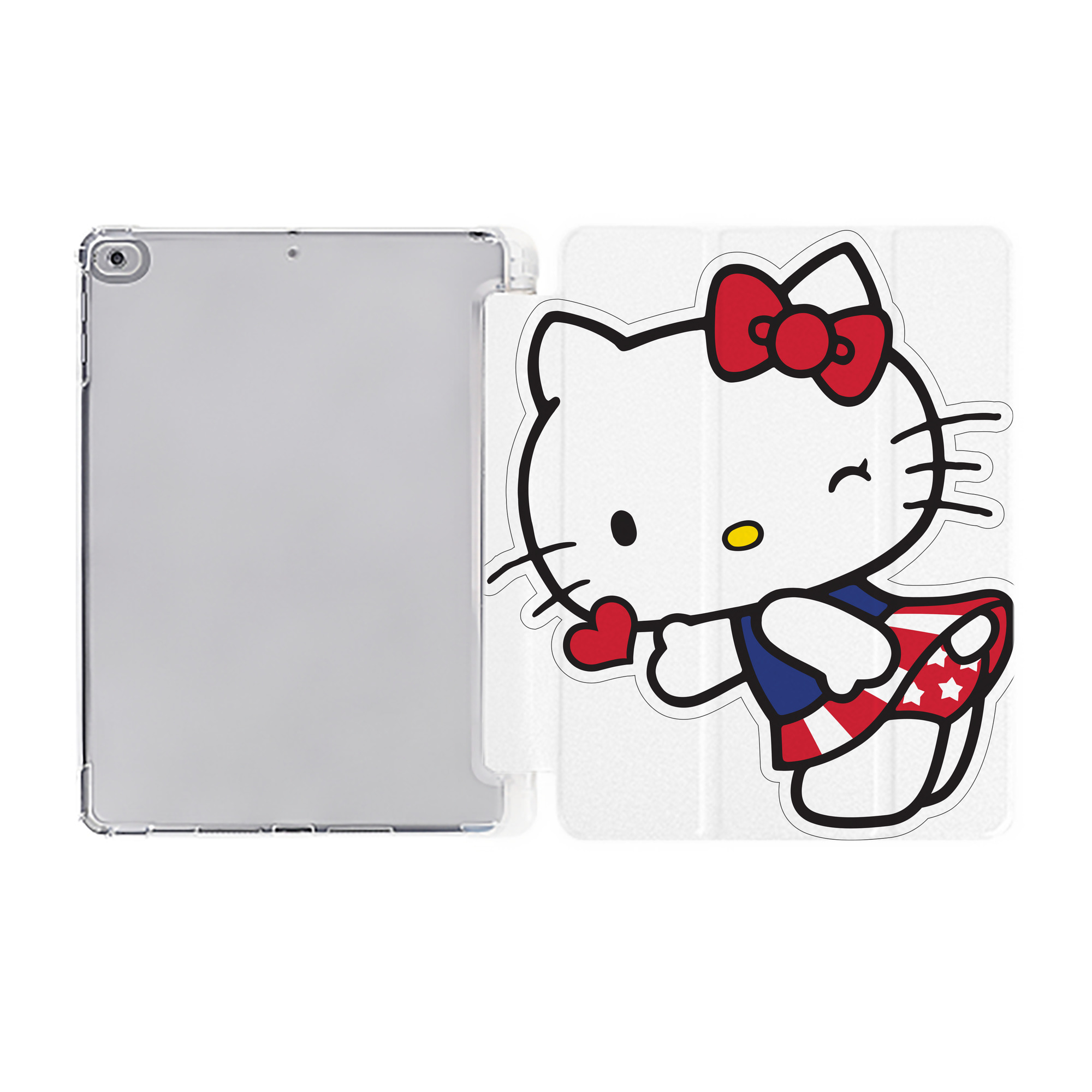 （画像用） Hello Kitty ハローキティ IPad ケース ペン収納付き 三つ折りスタンド PUレザー×シリコン 対応機種9.5/10.5/10.9インチ